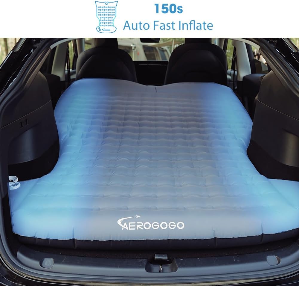 Tesla Model Y Mattress Self Inflating Sleeping Pad with Built-in Pillow, One Click to Inflate/Deflate, Backpack Size, IP68, 2 Person