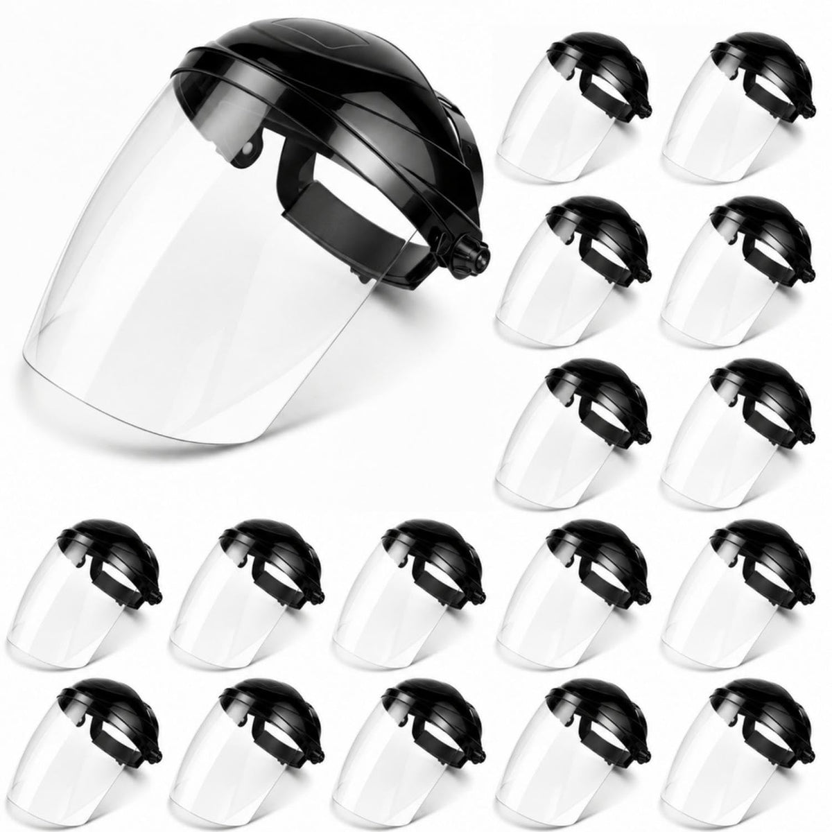 Sosation 24 Pcs PVC Safety Face Shield for Grinding Cutting, Black Frame