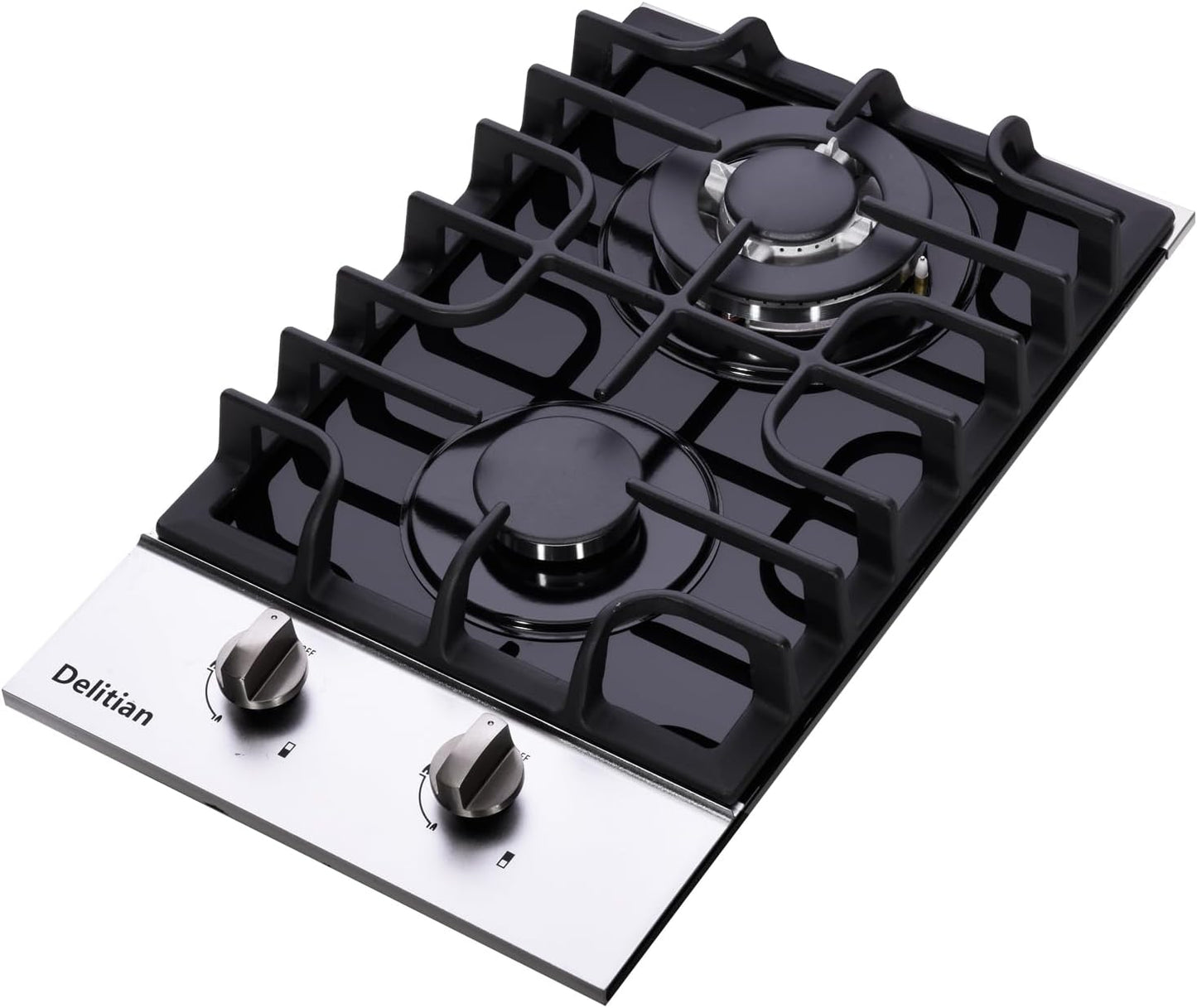 12 Inch Gas Cooktop, Built-in Tempered Glass 2 Burners Gas Stovetop LPG/NG Convertible Gas Stove Dual Fuel Gas Hob for RVs, Apartments, Outdoor