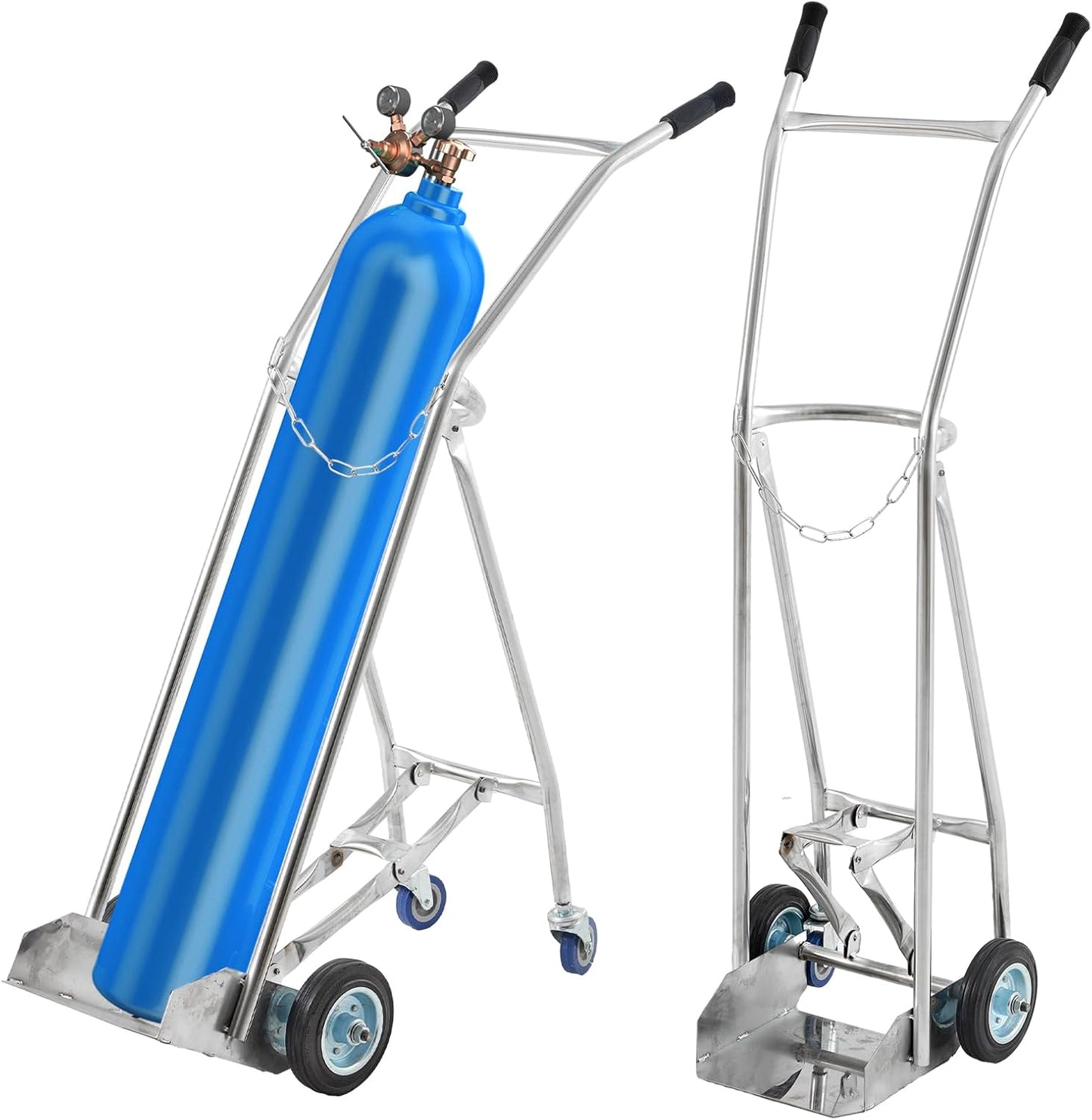 Datanly Oxygen Tank Cart Dolly with Retractable Wheels Propane Tank Cart Cylinder Cart Stainless Steel Gas Cylinder Cart Trolley Truck for Acetylene