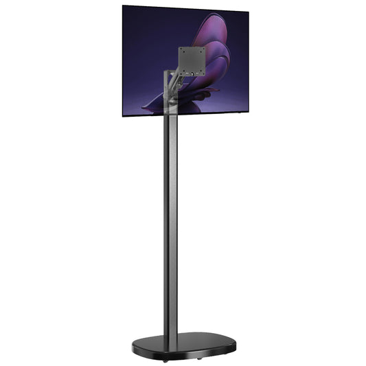 CTA Ergonomic Floor Stand for Monitors & TV’s Up to 35-inches & 22 lbs - Mobile Stand with Anti-Knockdown Base & Height Adjustable - Commercial Grade - Black - (ADD-MSADFSB)