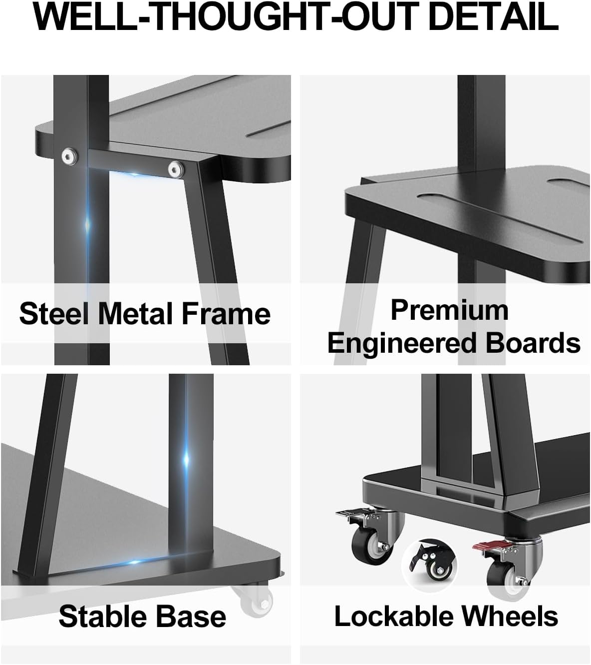 Portable Rolling TV Stand for Smart Whiteboard 32'-75' Outdoor Movable Monitor Cart with Four Lockable Wheel, (Minor Cosmetic Damage)