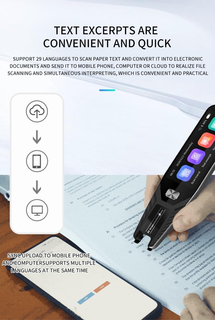 FHC ENTERPRIZE Newest 2023 Model - Portable Offline & Online Pen Scanner and 140 Language-Photo Translator for Dyslexia Students - Easy-to-Use and