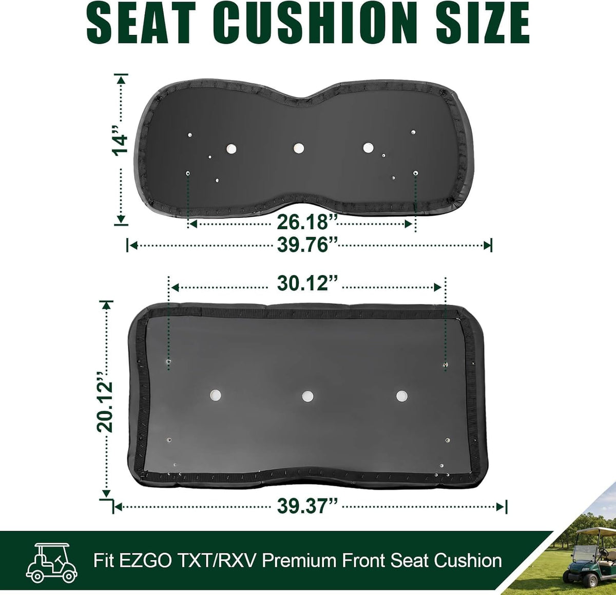 NOKINS Golf Cart Premium Front Seat Cushion，Black