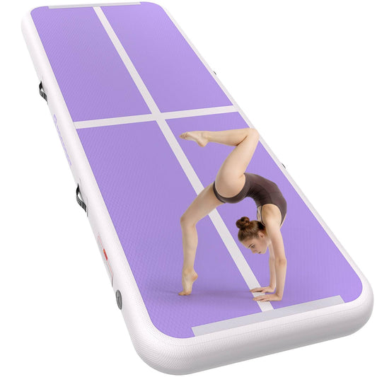 FBSPORT Gymnastics Training Mats Inflatable Air Gymnastics Mat 4/8 inches Thickness Inflatable Floor Mats for Home Use/Training/Cheerleading/Yoga/Water with Pump