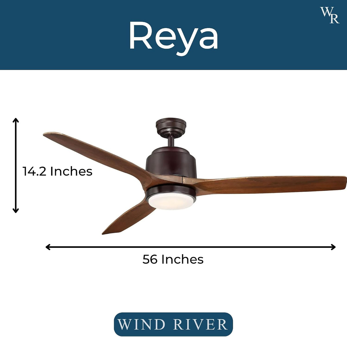 Wind River WR1765OB Reya 56 Inch Ceiling Fan | Walnut Blades | Oiled Bronze