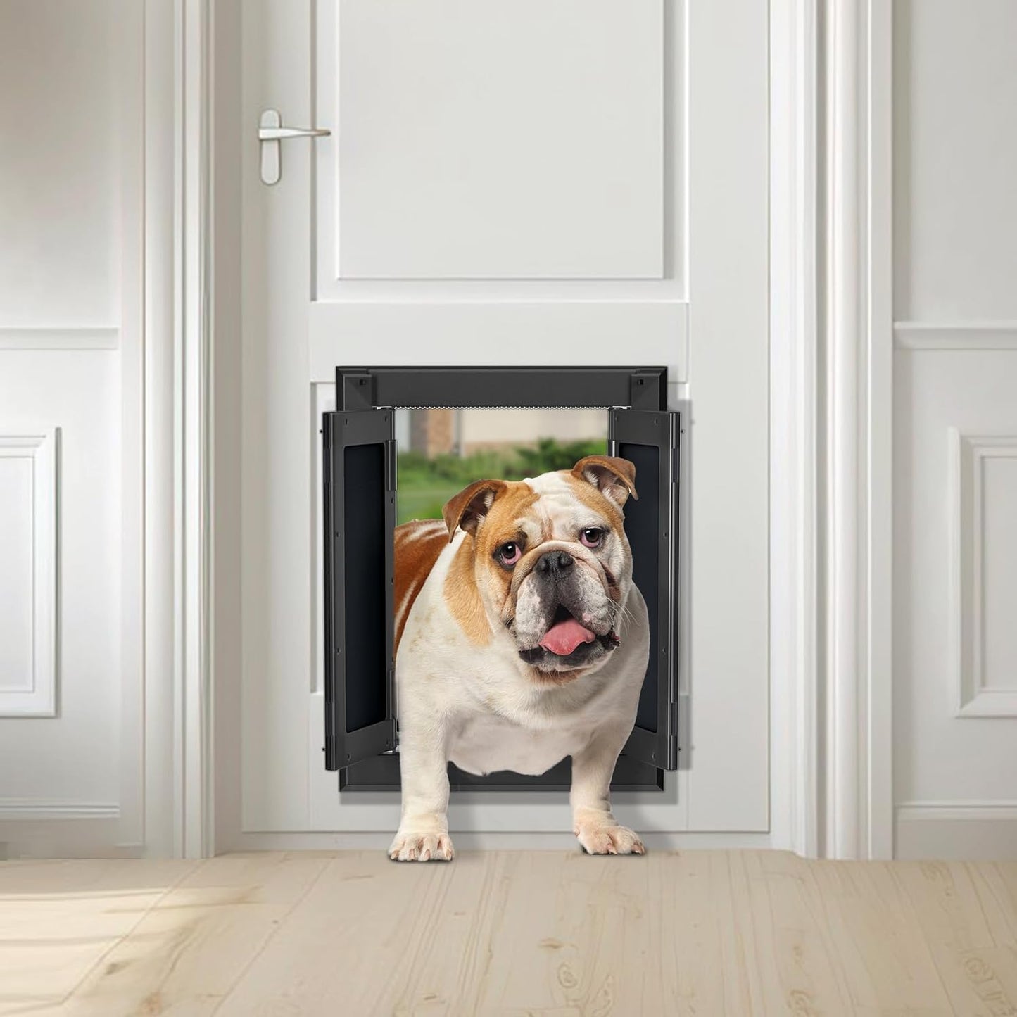 Aluminum Large Dog Door for Exterior Door,Strong Double Magnetic Flaps,Heavy-Duty Dog Door for Large and Medi