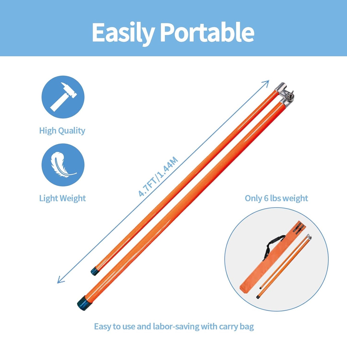 Fiberglass Load Height Measuring Stick, 20ft Stick with Carrying Bag and Adjustable Non-Conductive Pole