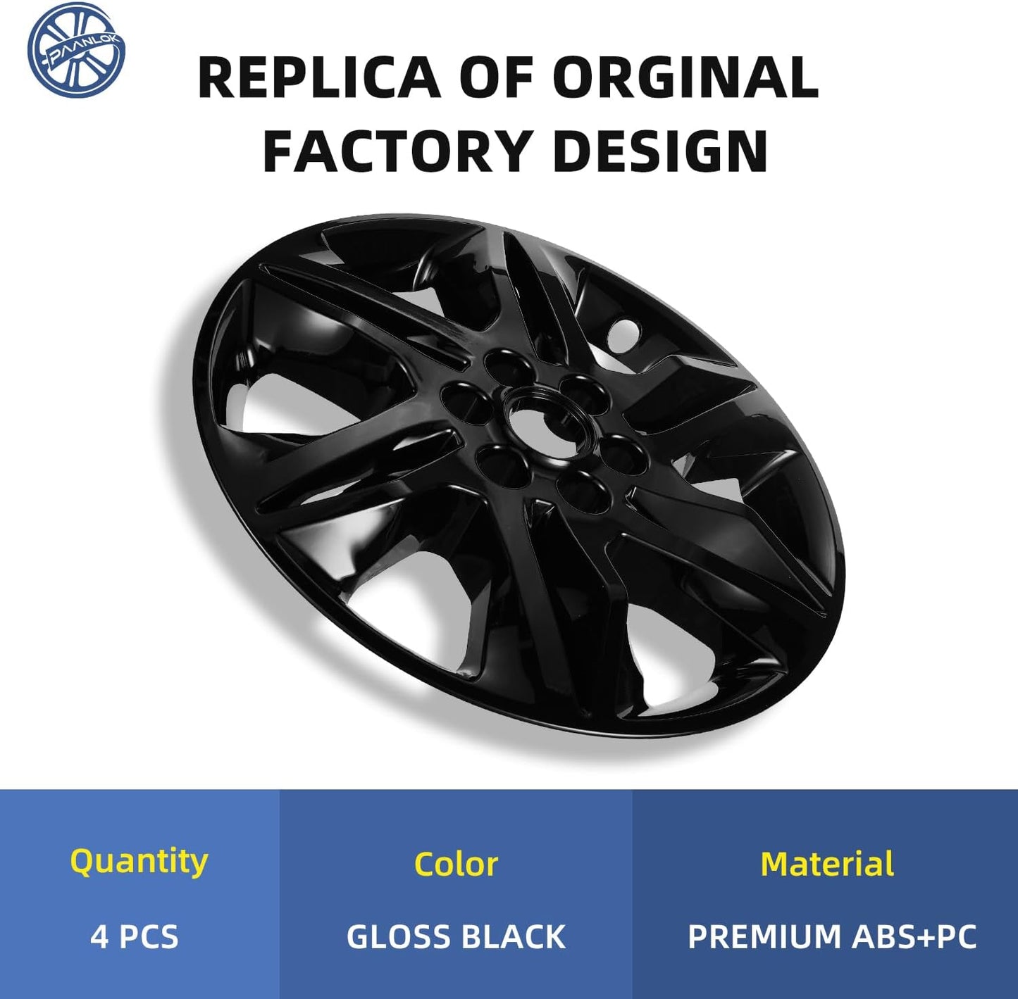 18 Inch Wheel Skins for 2019-2022 Chevy Blazer L/LT, Fits GM OEM#42497174 Alloy Wheels, Snap-On Design, Direct Replacement Gloss Black ABS Wheel Covers 4-Pack