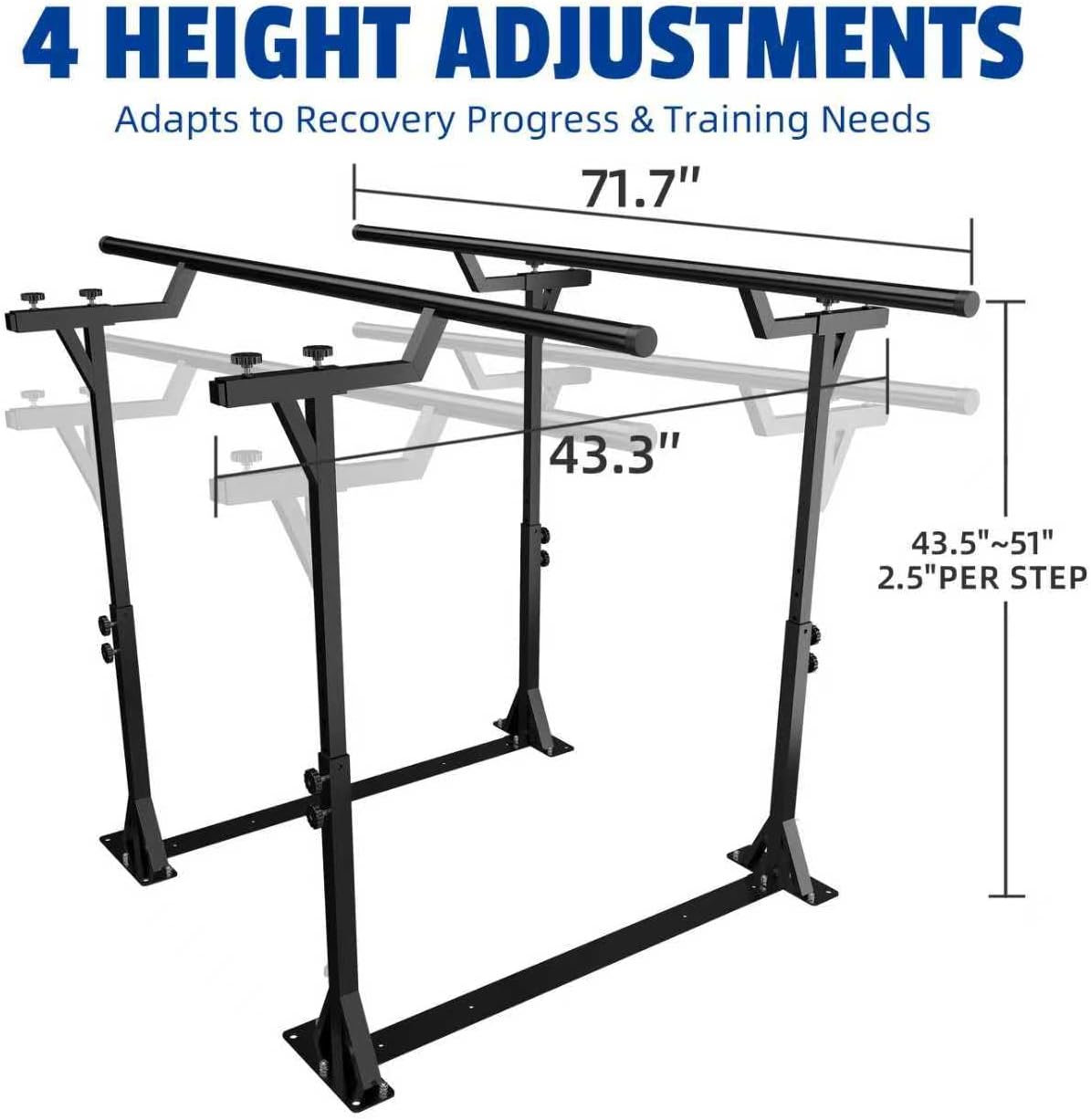 MR Parallel Bars for Physical Therapy 6Ft, Adjustable Standing Assist Bar for Daily Mobility Support, Walking Assist bar with Non-Slip Base for Safe Rehabilitation & Walking Balance Improvement