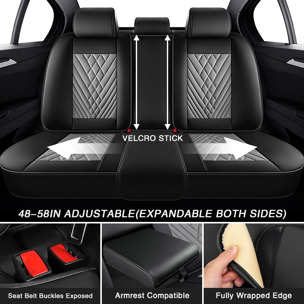 Fit for Toyota Corolla Seat Covers 2001-2026,Premium Leather, 360° Full Protection, Thick Padding & Memory Foam, Waterproof & Stain-Resistant Car Seat Cover Full Set (5 Seat,Black&Gray) Black&Gray -5 seat Toyota Corolla