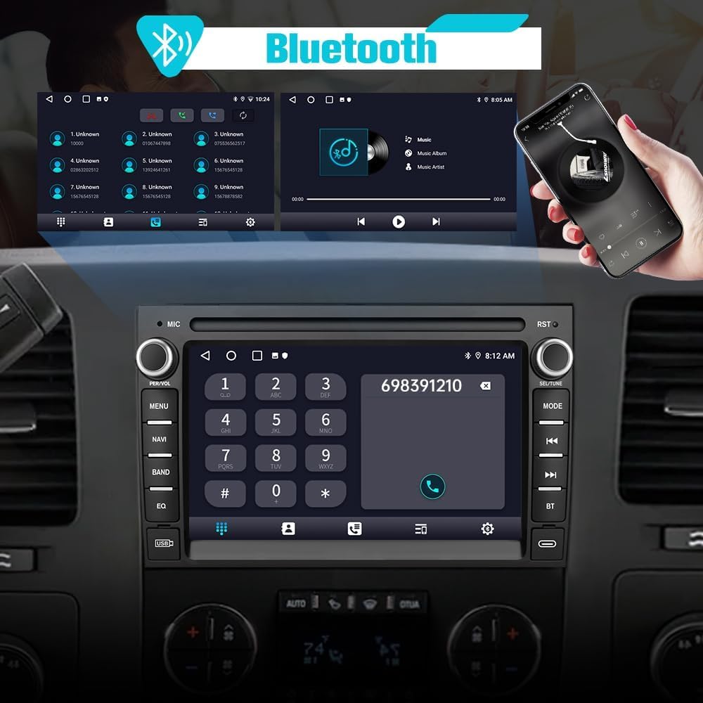 AWESAFE Car Stereo for Chevrolet Silverado Tahoe GMC Sierra Yukon 2007-2013, Android 7 Inch Touch Screen Silverado Radio with CarPlay Android Auto Bluetooth GPS AM FM - Camera Included 2GB+32GB with backup camera