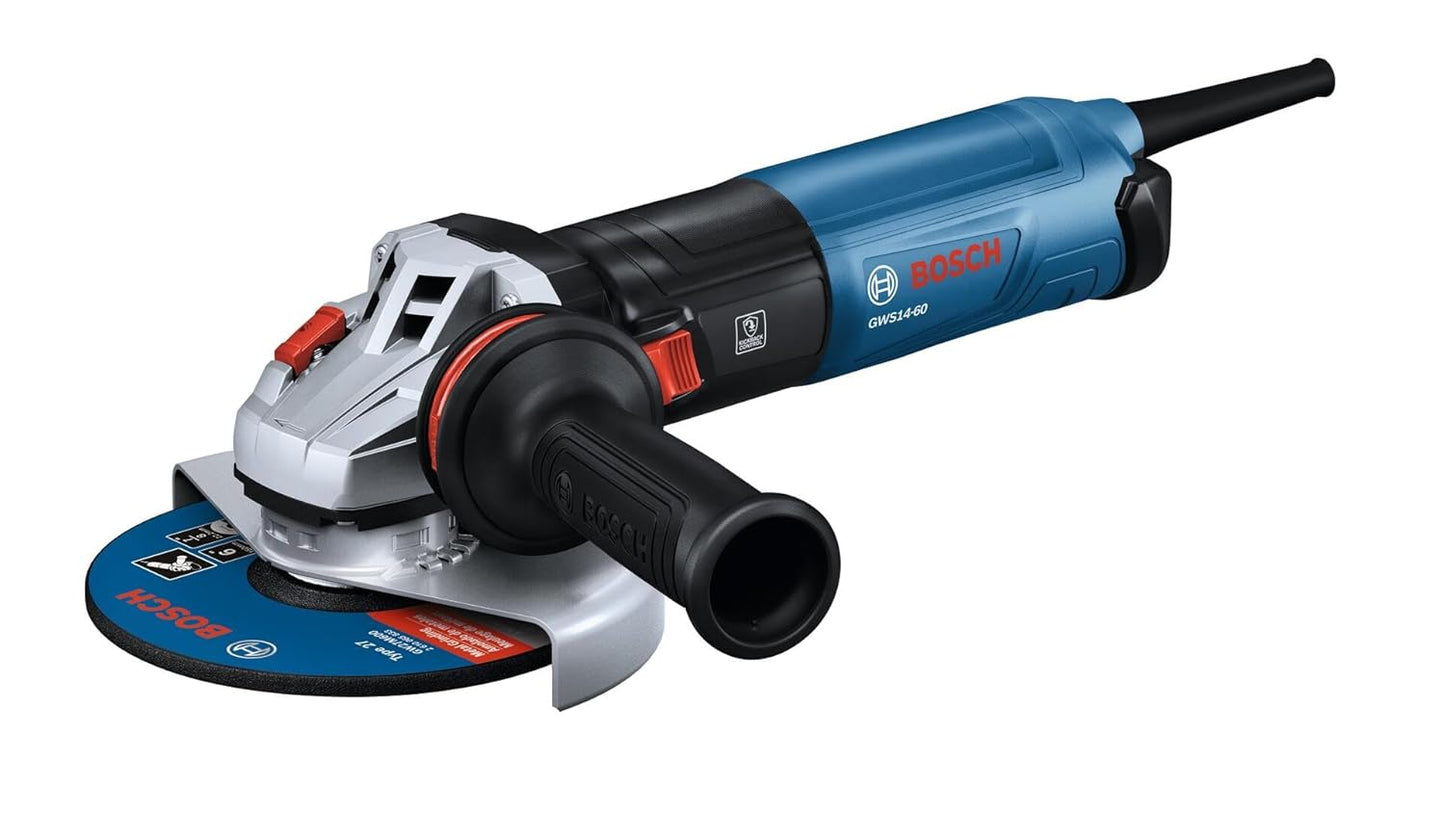 BOSCH GWS14-60 6 In. Angle Grinder with Slide Switch - Compact, Powerful, and Ergonomic for Grinding and Cutting Applications