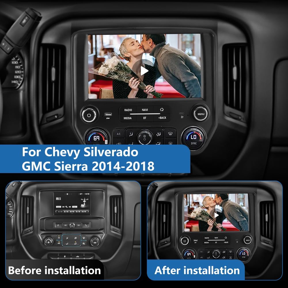 4+64G Car Radio Stereo for Chevy Silverado GMC Sierra 2014-2018 Android 13 Wireless CarPlay Android Auto Bluetooth GPS Navigation