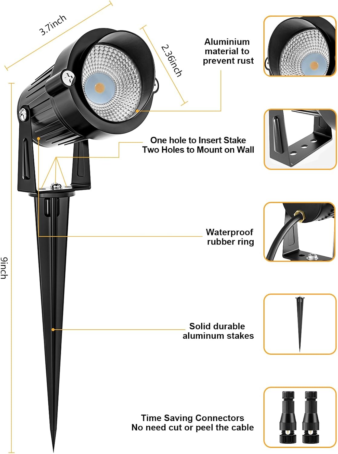 ZUCKEO 12W RGB Low Voltage Landscape Lights, LED Color Changing Landscape Lighting, IP66 Waterproof Outdoor Spotlig