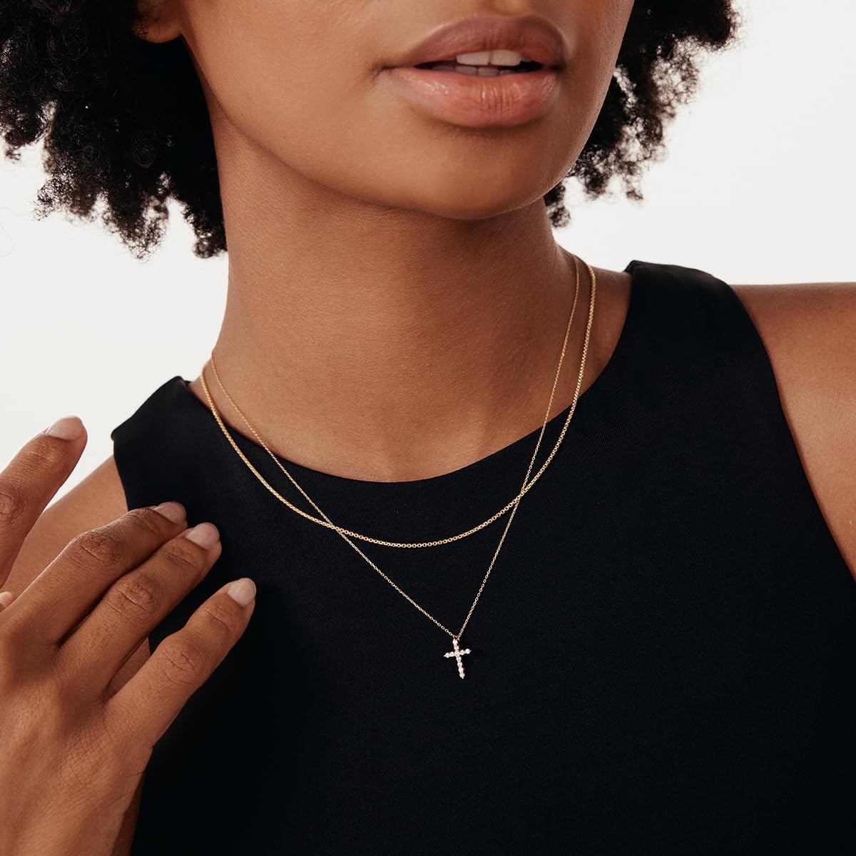 Diamond Cross Necklace 18k Gold Plated Sterling Silver 0.15 ctw Stones