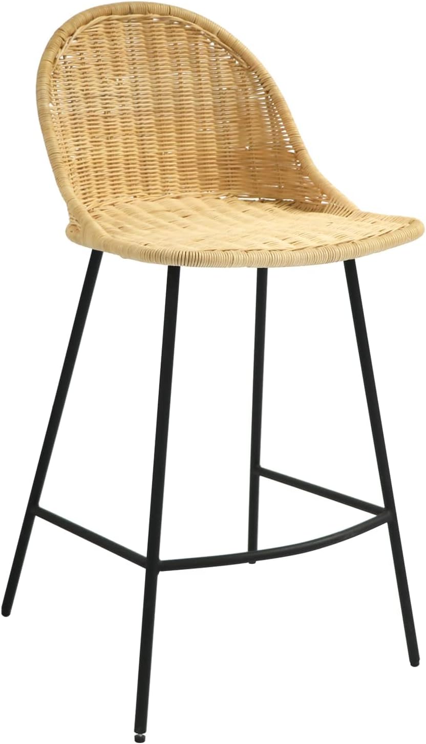 Niccae 2 Rural Style Bar Chairs, Made of Pure Hand Woven Rattan Chairs, Very Suitable for Kitchen Counters, Restaurants, and Coffee Bars Using Rattan