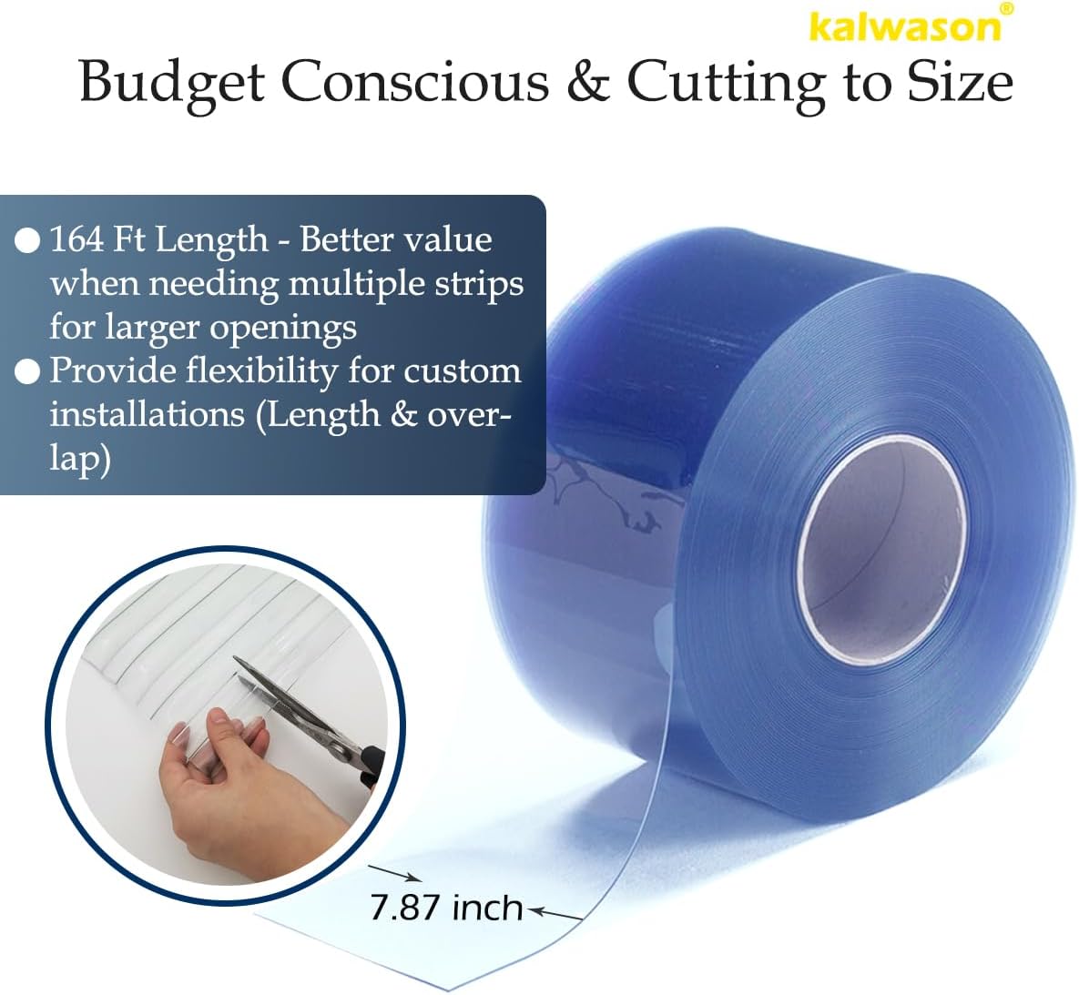 Walk-in Cooler Freezer Plastic Vinyl Strip Door Curtain – Heavy Duty PVC Curtain Bulk Roll, Commercial Industrial for Minimum -31°F Garage Warehouse (164 Ft * 7.87" * 0.07" Smooth)