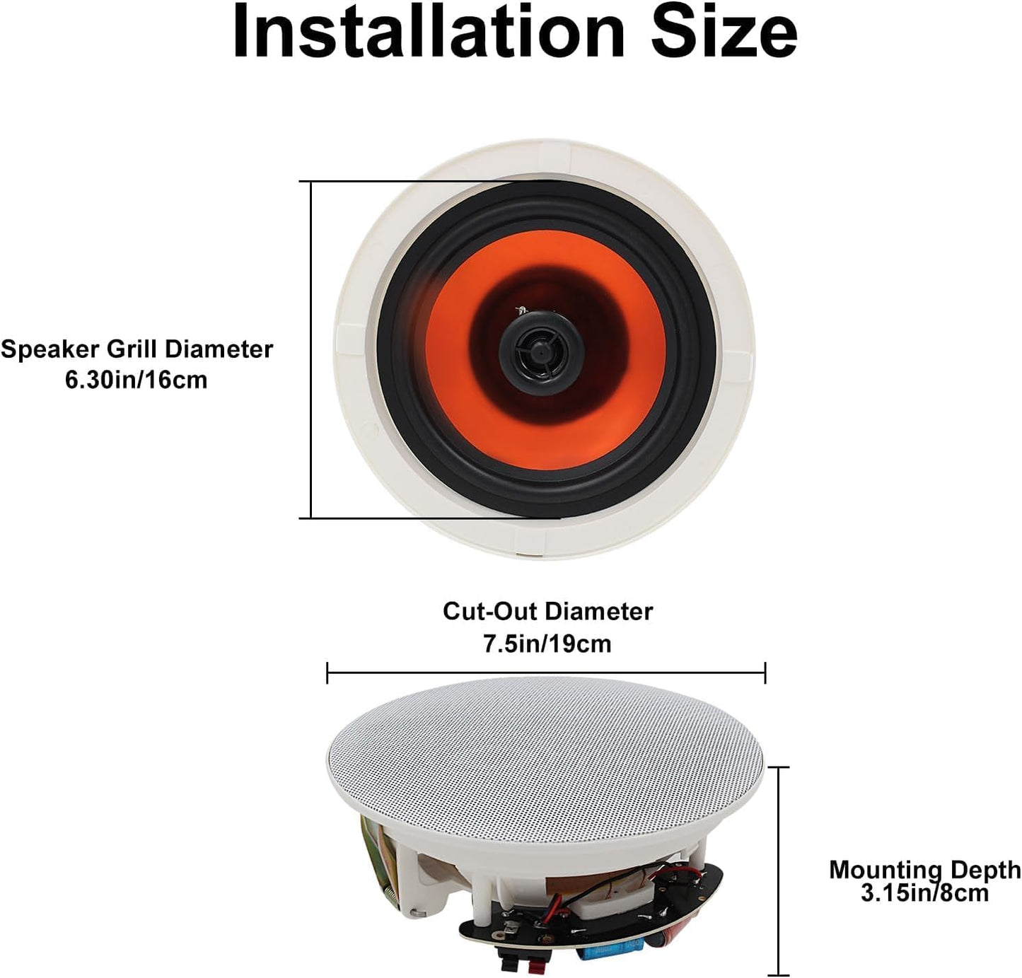 Herdio in Ceiling Speakers, 6.5 Inch 600 Watts Flush Mount Passive Wired Speakers for Bathroom, Kitchen,Living Room,Office(4 Speakers)