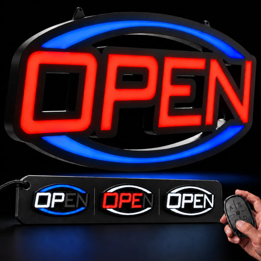Ivation Jumbo 32" LED Open Sign for Business - High Visibility
