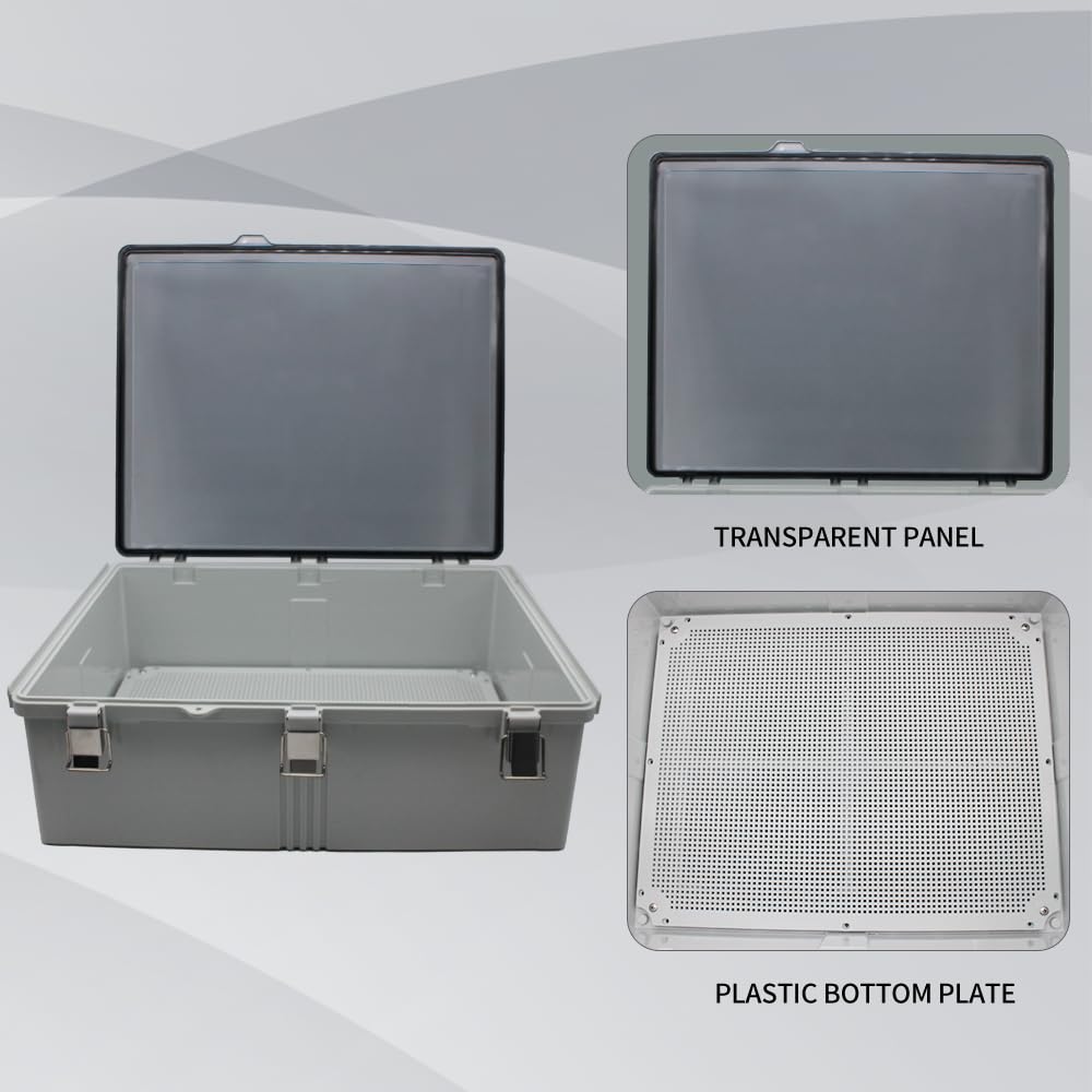 Waterproof Clear Box Size(510x410x200mm) IP67 ABS Outdoor Large Waterproof Box Enclosure Boxes 1' NPT*2 Ju