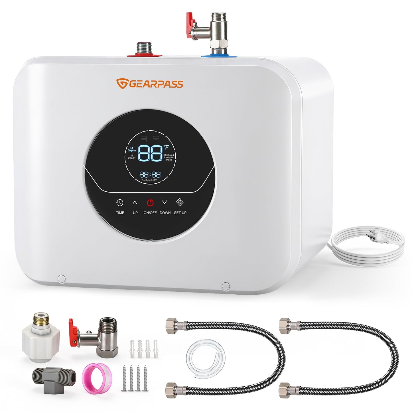 4 Gallons Electric Mini Tank Water Heater 120V 1500W, Small Under Sink Water Heater, Adjustable 55–145°F, Fast Heating, CSA Certified, Wall or Floor Mount for Kitchen, Bathroom, RV