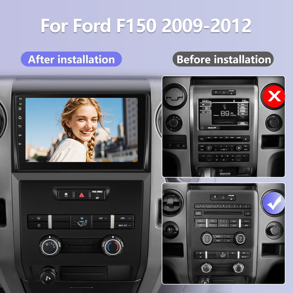 Junsun 5G WiFi 64GB ROM Car Radio Stereo for Ford F150 2009 2010 2011 2012,Wireless CarPlay/Android Auto,9" HD IPS Touch Display Support Rearview GPS DSP RDS Bluetooth 5.0 AM/FM Stereo