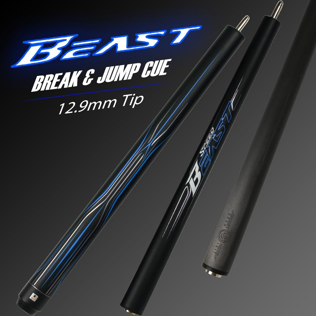 Little Monster Beast Carbon Fiber 3 Pieces Break Jump Cue Pool Stick Breach 147cm 12.9mm with Leather Bag