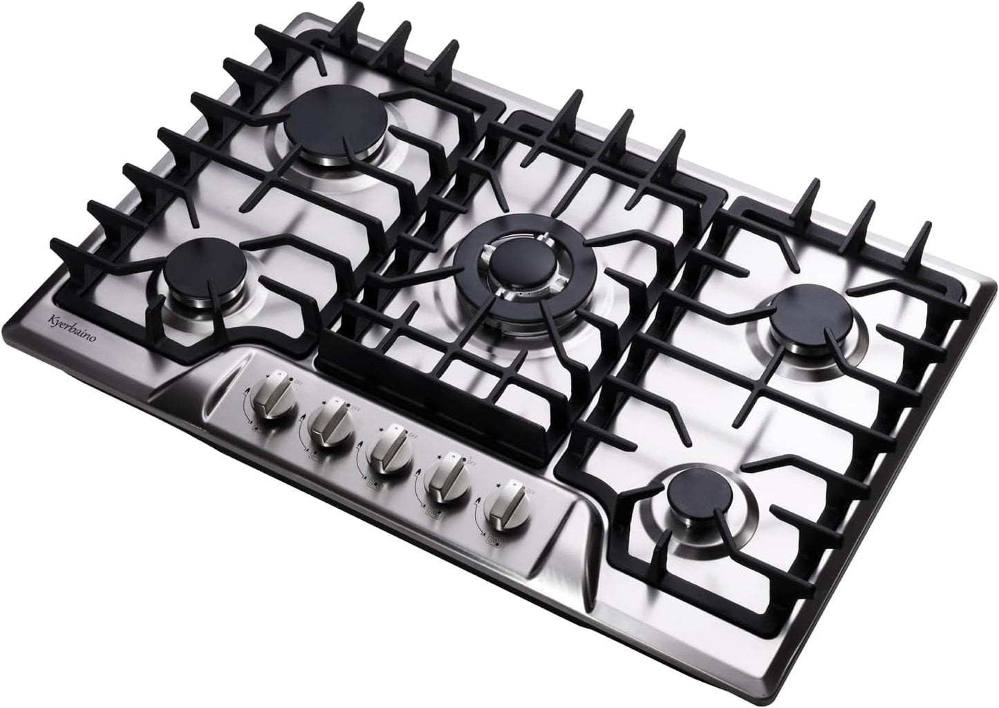 Gas Cooktop 30 Inch, Built-in 5 Burners Gas Stovetop Stainless Steel LPG/NG Convertible Gas Stove Dual Fuel Sealed Gas Cooktop