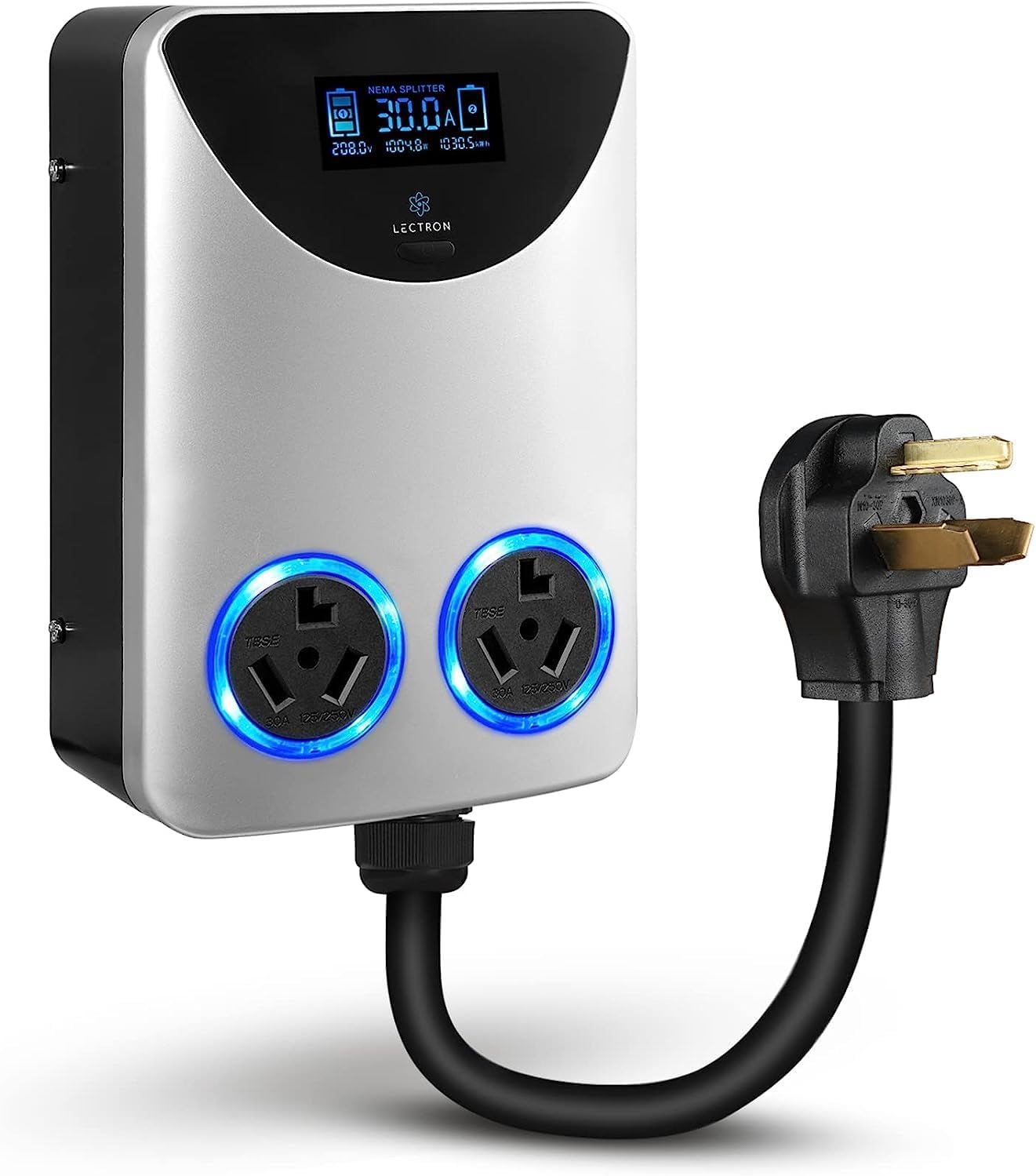 Lectron NEMA Socket Splitter - Power Your EV Charger and High-Powered Appliance from The Same Outlet (NEMA 10-30 to NEMA 10-30 / NEMA 10-30 Splitter)