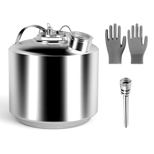 1.6 Gallon / 6 L Kegerator Cleaning Kit, 304 Stainless Steel Beer Line Cleaning Can with a D Couplers and Non-Slip Gloves 1.6 gallon (6L)