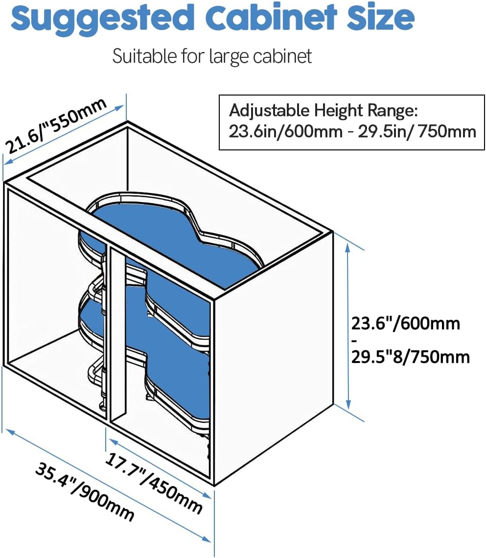 Xverycan Swing Pull Out Organizer, 2-Tier Right Swing Storage Shelf with Non-Slip Surface, Soft Close, for 36&#34; Left Handed