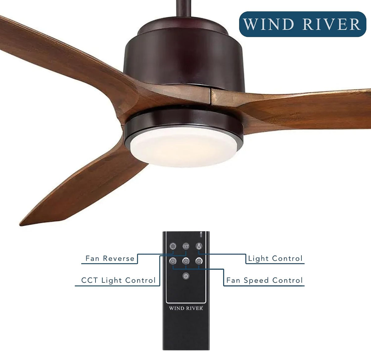 Wind River WR1765OB Reya 56 Inch Ceiling Fan | Walnut Blades | Oiled Bronze