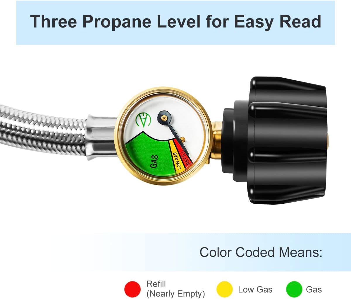 Suppmen Propane Hose 12 FT Propane Adapter 1lb to 20lb, Propane Adapter Hose, Propane Tank Gauge for Propane Heater, Grill, Camping Stove to a