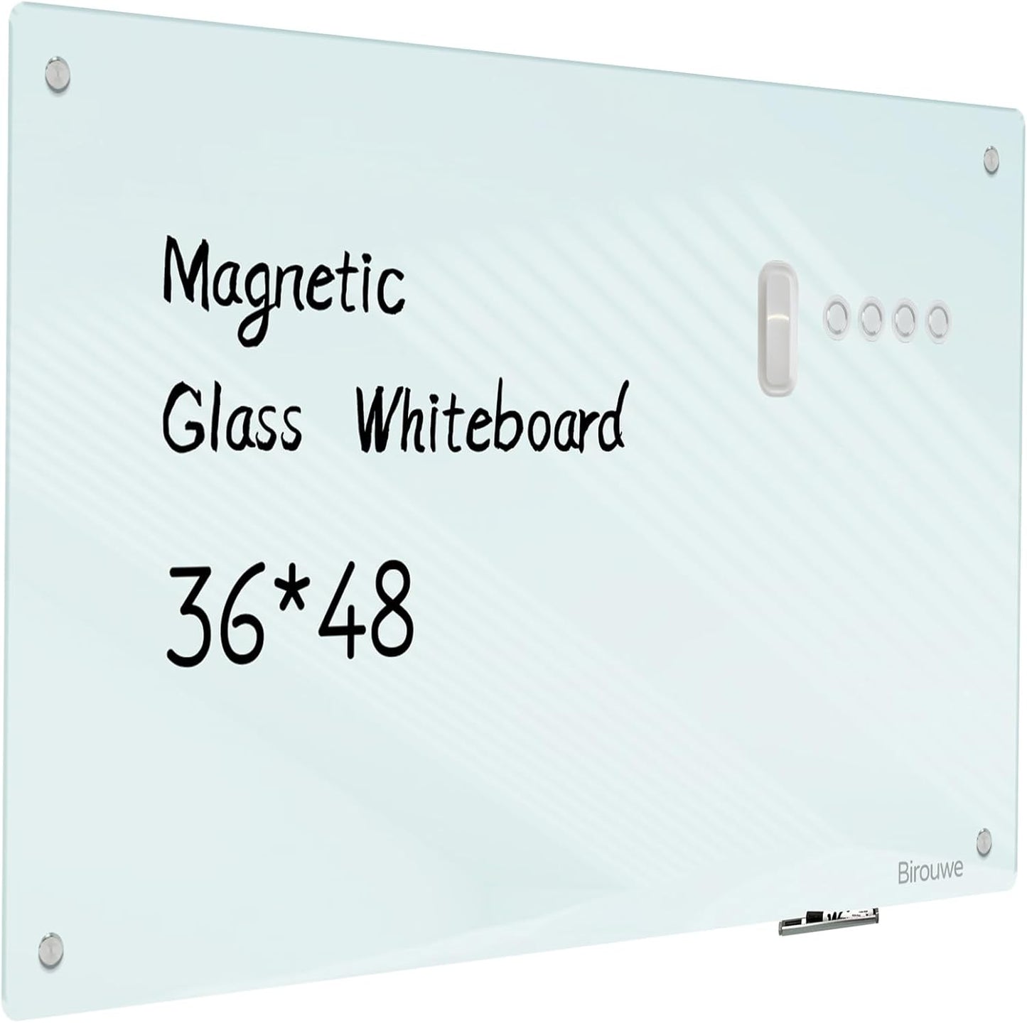 Magnetic Glass Whiteboard - Glass Dry Erase Board 48&#34;x36&#34; Large Frameless Glass Board for Walls Office School and Home