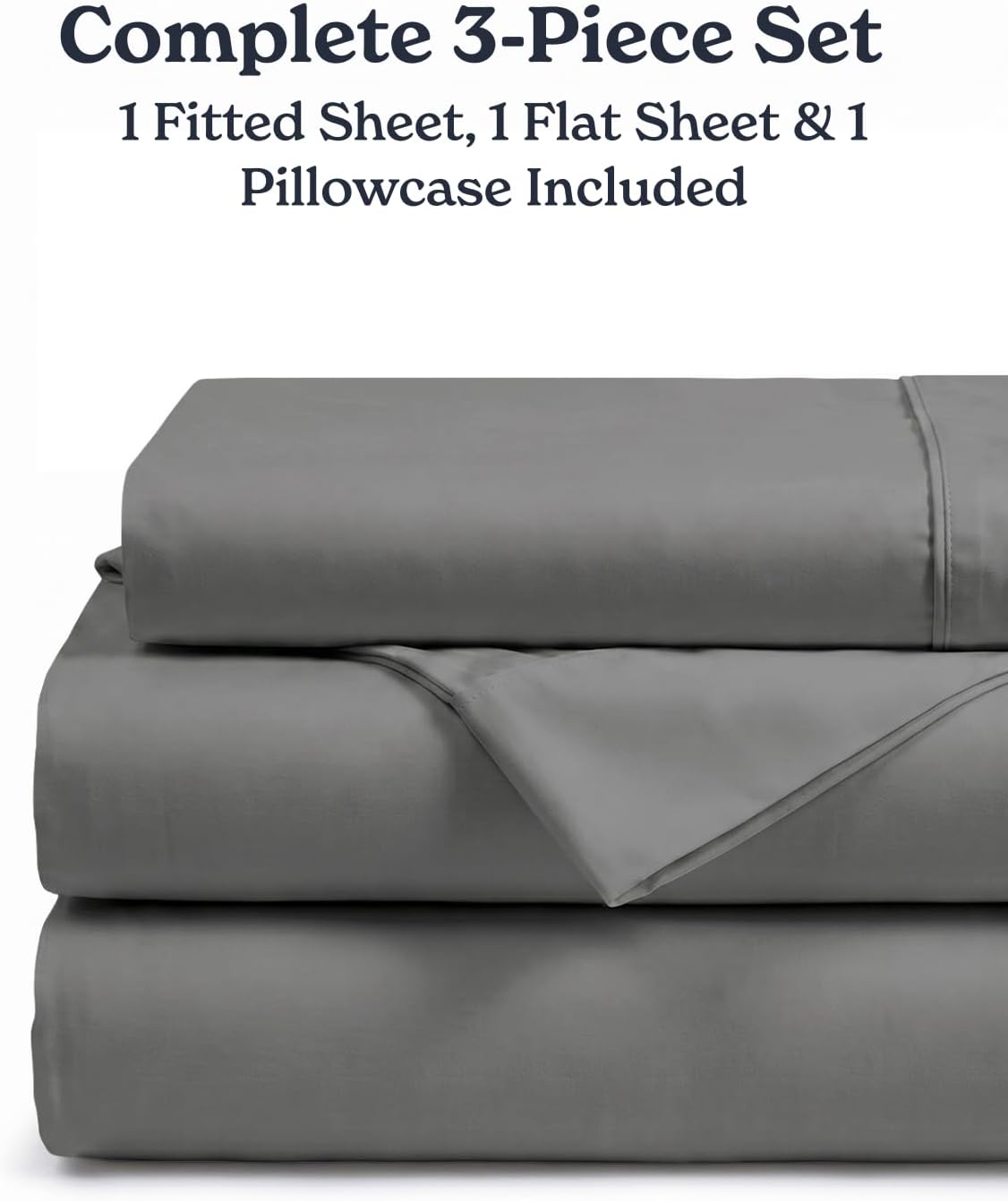 Beckham Hotel Collection Twin XL 3 Piece Cooling Sheet Set for Hot Sleepers, Silky Soft, Breathable & Cooling Summer Sheets for Dorm Beds - Fits Mattress 16" Deep - Wrinkle & Fade Free, Dark Gray 04 - Dark Gray Twin XL