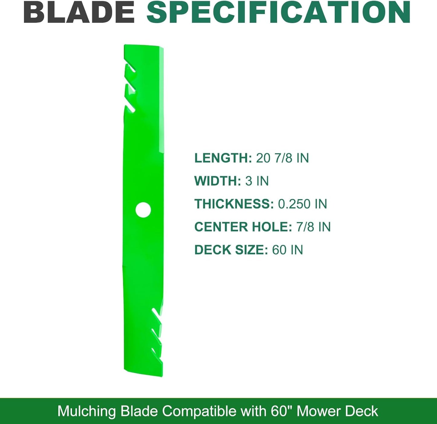John Deere M128485 M131958 M144196 M163983 TCU15881 396-730 Mower Blades, Compatible with  60 inch Deck 737 757 777 797 997 1023E 1025R 4210 4310 4410(6pack) 6 pack