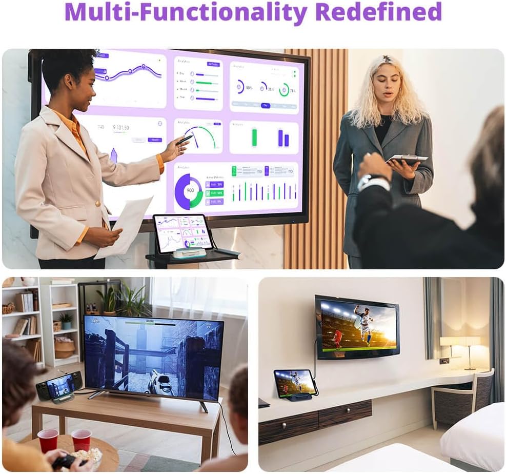 Steam Deck Dock with HDMI 4K@60Hz, USB C Charging, Screen Mirroring, Video Capture for Steam Deck, ROG Ally, Legion Go, MSI Claw, Switch, iP