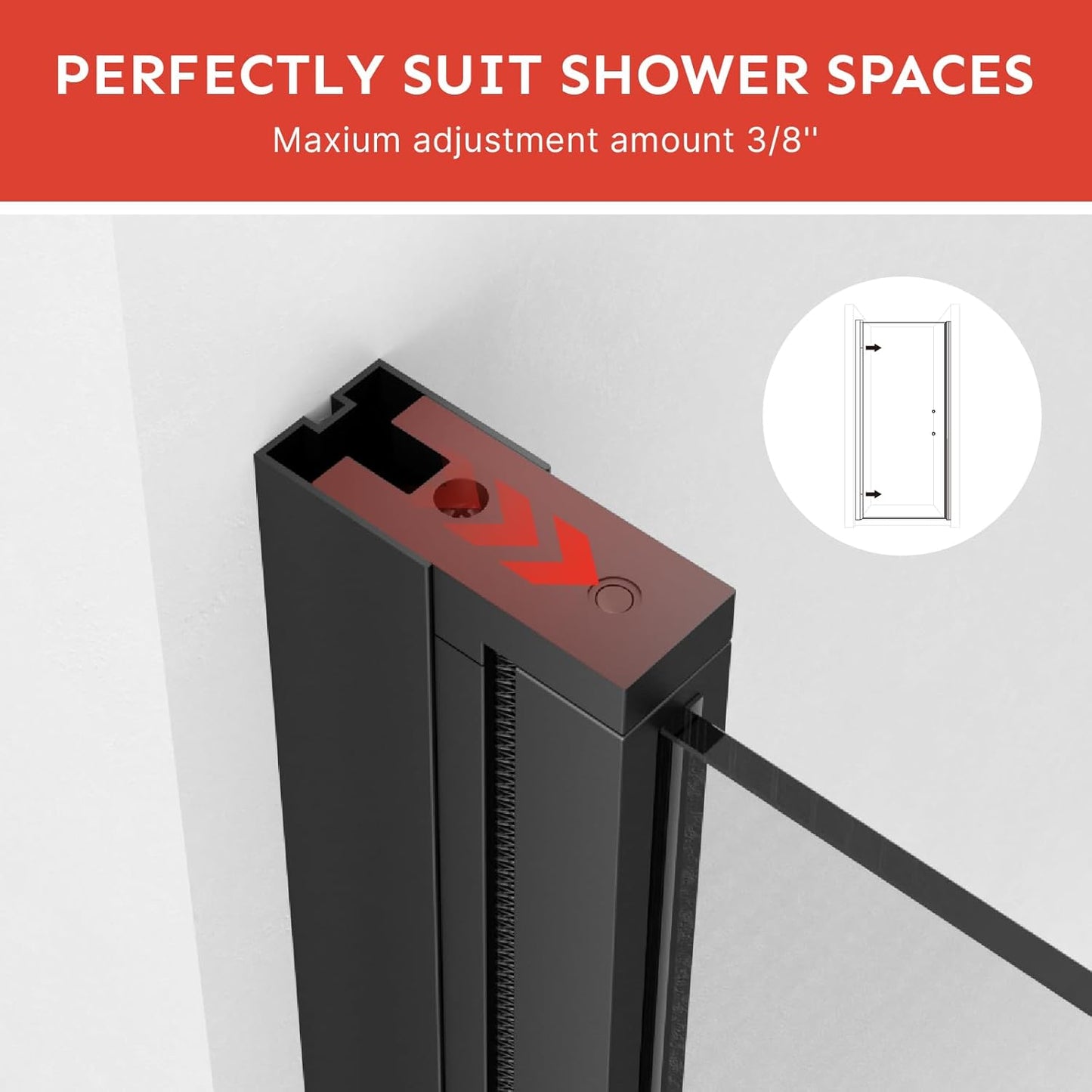 36'-37'Wx72'H Frameless Pivot Shower Door Tempered Glass & Shatter Proof Film, Stainless Steel Hardware