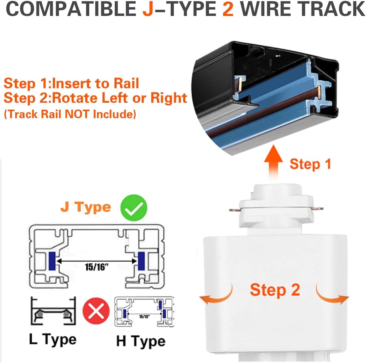 EAGLOD 10W J Type LED Track Lighting Heads, Dimmable Led Track Light Head for Ceiling Spotlight, Compatible with Juno Track Lighting Rail for Accent