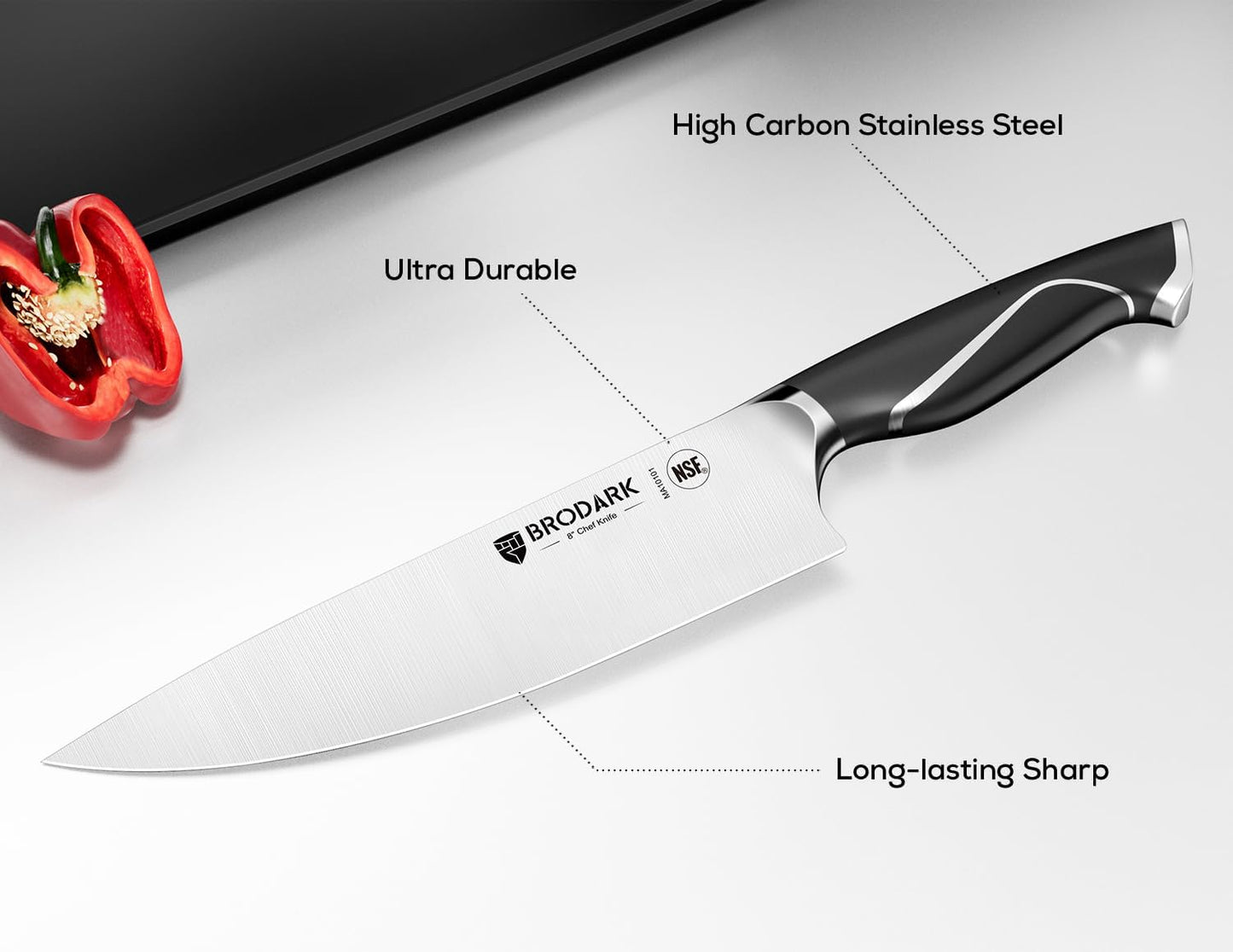 Kitchen Knife Sets with Block and Built-in Sharpener, 15 Pcs