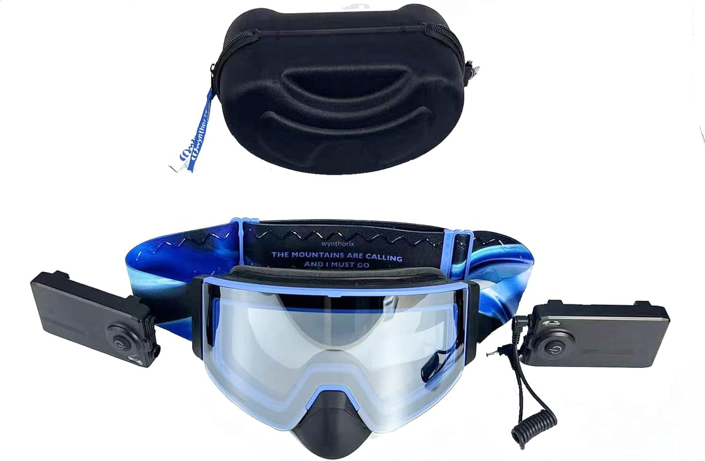 Wynthorix Heated Goggles Snowmobile Anti-Fog Magnetic Interchangeable Frameless 100% UV Lens OTG Electric Ski Goggle Men Rechargeable Battery Snow