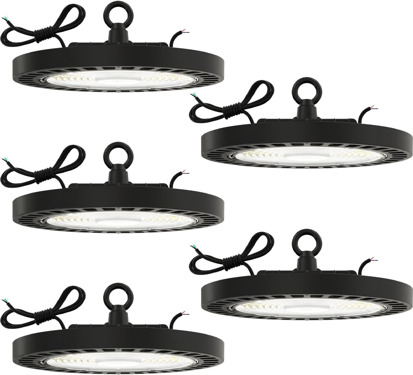 Sunco 5 Pack UFO LED High Bay Light, Lighting for Warehouse, 3500K Neutral White, 150W, 21000 LM, 100-277V, Dimmable 0-