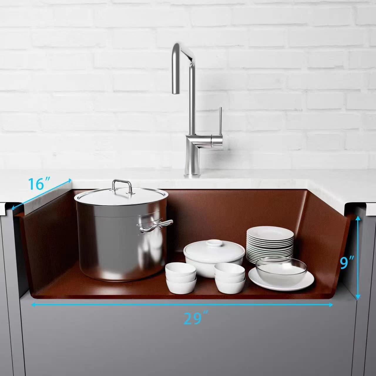 MILOSEN Undermount Brown Kitchen Sink 31 Inch, Single Bowl Granite Composite Kitchen Sinks, 3118 Inch Quartz Kitchen sink