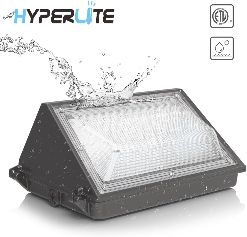 HYPERLITE LED Wall Pack Light 50W 2Packs with Dusk-to-Dawn Photocell, 5000K Wall Pack Lights Outdoor Led, Ideal LED Wall P