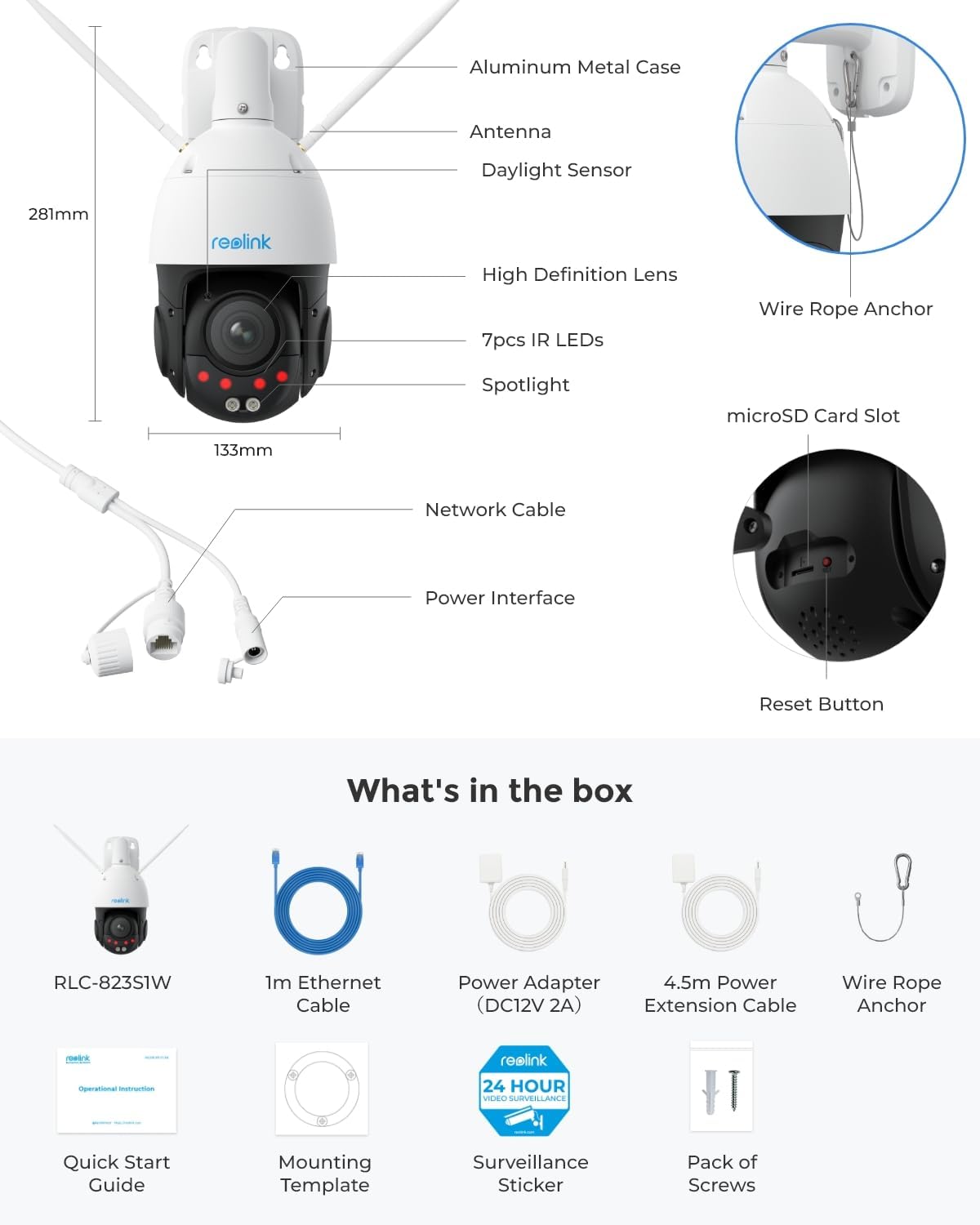 4K 8MP Dual-Band Wi-Fi 6 PTZ Security Camera with 5X Optical Zoom, High-Speed 360 Pan & 90 Tilt, Auto Tracking