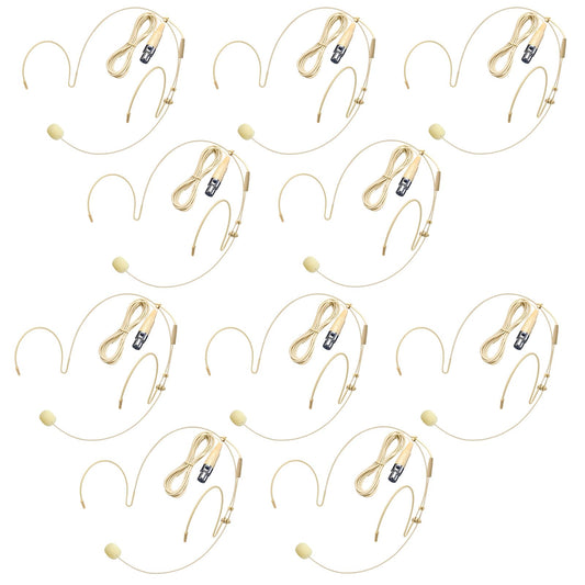 10 Pack Headset/Headworn Microphone Double Over Ear Earset Micophone for Singing Hands-Free Head Hanging Condenser Omnidirectional Mic for Shure,4 Pin Mini XLR,1.5M Cable,Windscreen