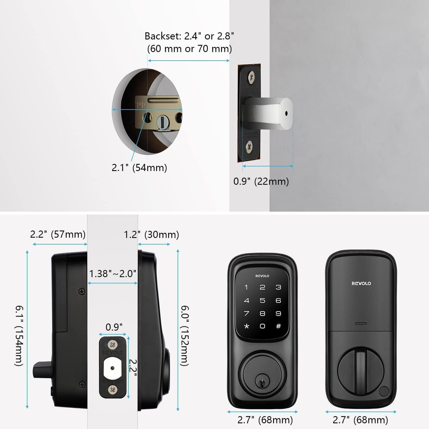 Keyless Entry Door Lock with Keypad - Front Door Lock with 2 Keys - Auto Lock - Easy Installation