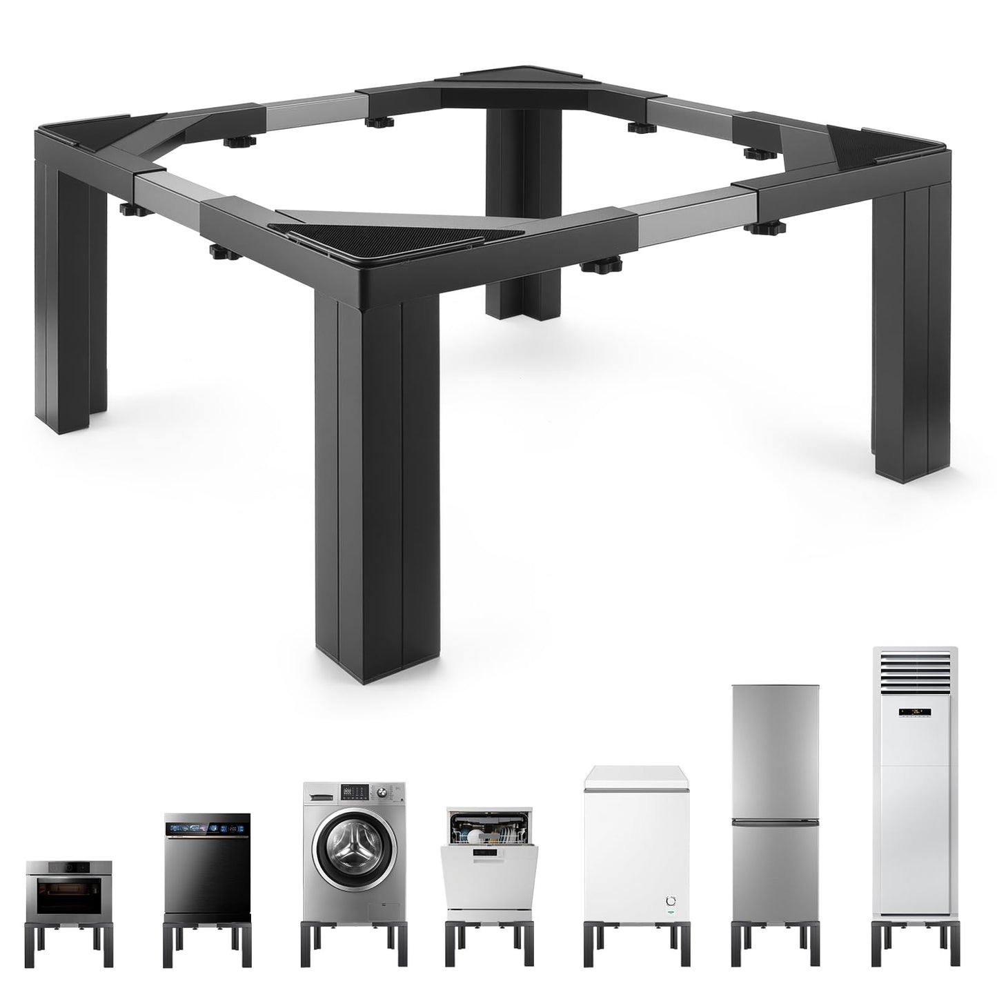 Stainless Steel Laundry Pedestal,11 In Tall Universal Washing Machine Pedestals,Portable Washer And Dryer Stand Adjustable 21-29 In Heavy Duty Square Pedestal Stand For Fridge Washer And Dryer