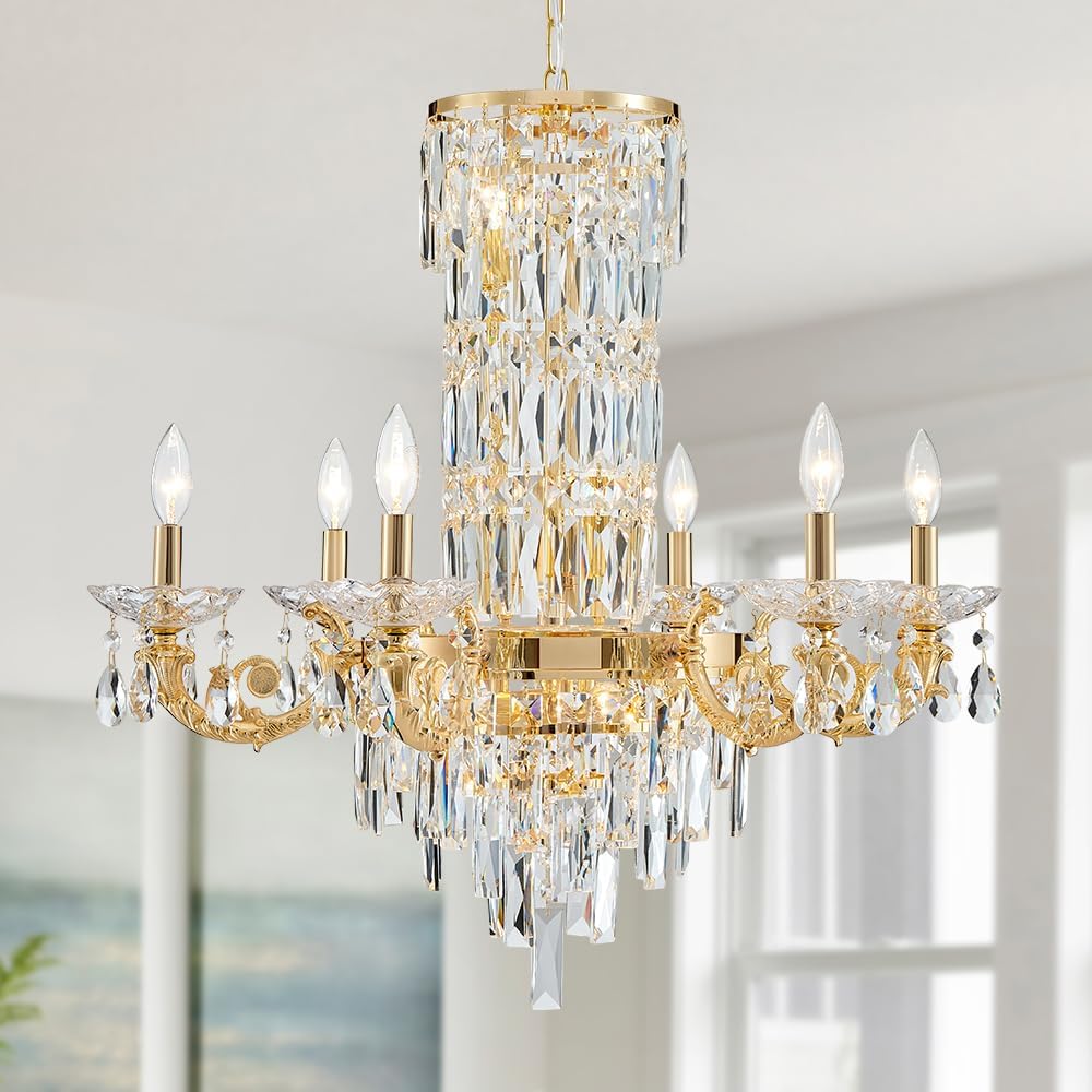 Gold Crystal Contemporary Chandelier Foyer Entryway Lighting, 11-Lights Luxury Chandeliers Modern